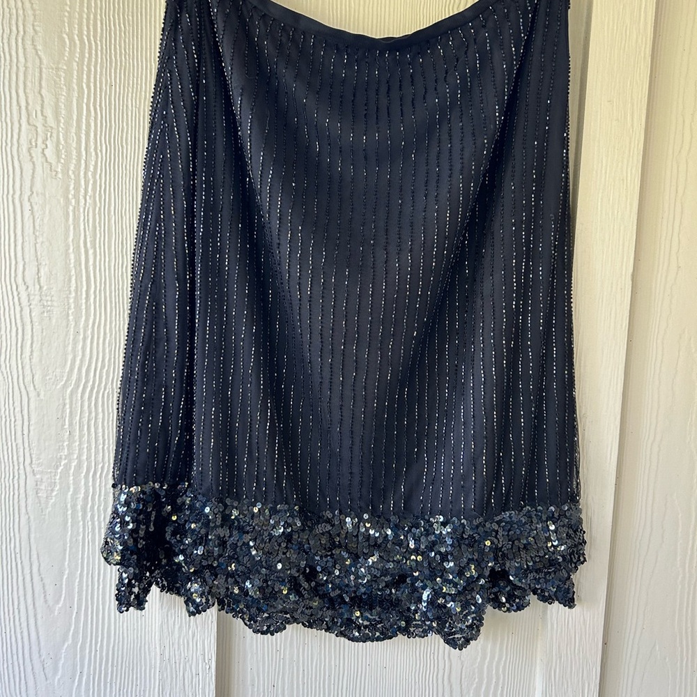 NWT~ Bloomingdales Black Sequined Beaded Skirt~ 2P